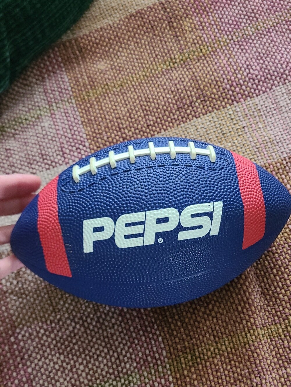Vintage Pepsi Promo Blue Mini Football with Red Stripes and White Laces